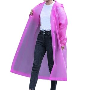 EVA Women's Portable Rain coat, Windproof And Waterproof, Thick, Pink